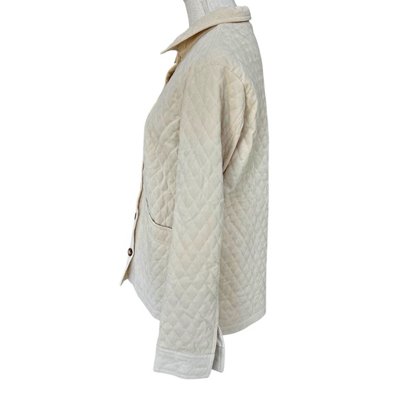 Diamond Quilted Corduroy Button-Up Jacket in Ecru - Picture 11 of 16